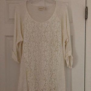 Chico's Off-White Cotton & Lace Tunic